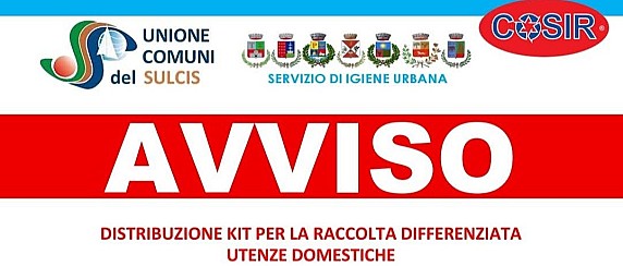 Avviso distribuzione KIT per la raccolta differenziata utenze domestiche