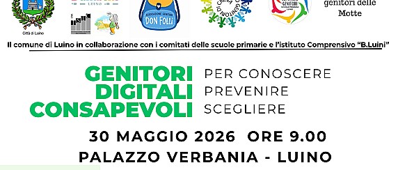 Sabato 30 Maggio 2026 ore 9:00 – Palazzo Verbania – Genitori digitali consapevoli