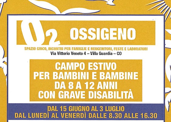 Campo estivo per bambini da 8 a 12 anni con grave disabilita'