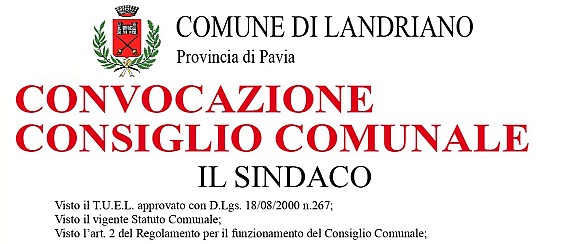 Convocazione Consiglio Comunale