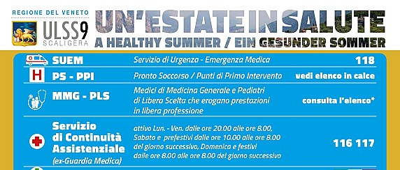 Estate in salute: tutti i servizi sanitari disponibili nell'area ULSS 9 Scaligera