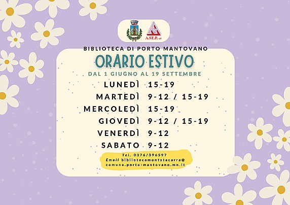 Orario estivo Porto Mantovano