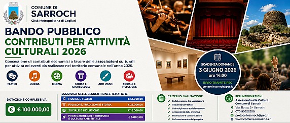 Avviso pubblico – Contributi per attività culturali anno 2026