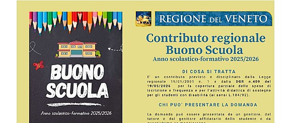 Contributo regionale "Buono scuola". Anno scolastico-formativo 2025-2026.