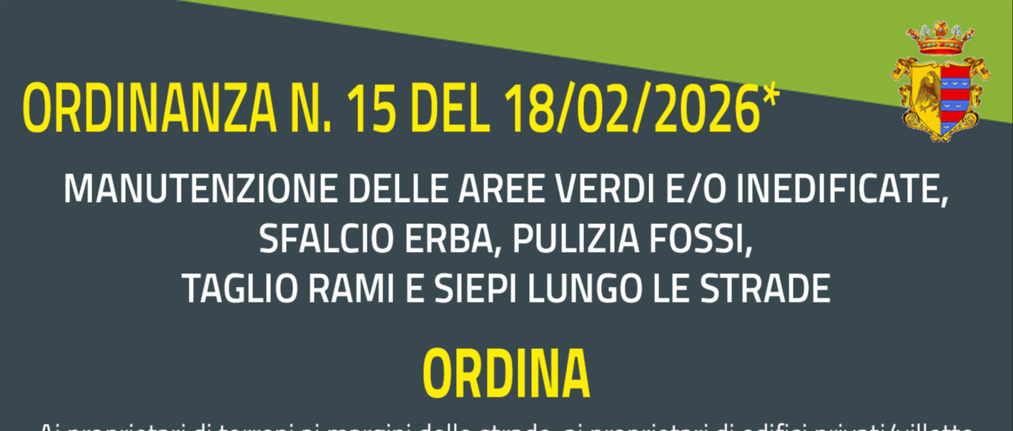 AVVISO - manutenzione delle aree verdi e/o inedificate, sfalcio erba, ecc.