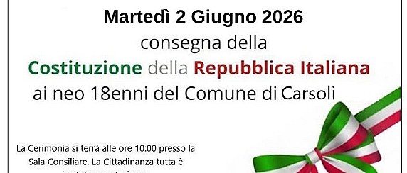 Festa della Repubblica - Consegna Costituzioni ai Neo Diciottenni