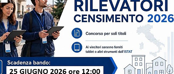 Bando di selezione di n°1 rilevatore per il Censimento permanente della Popolazione e delle Abitazioni 2026