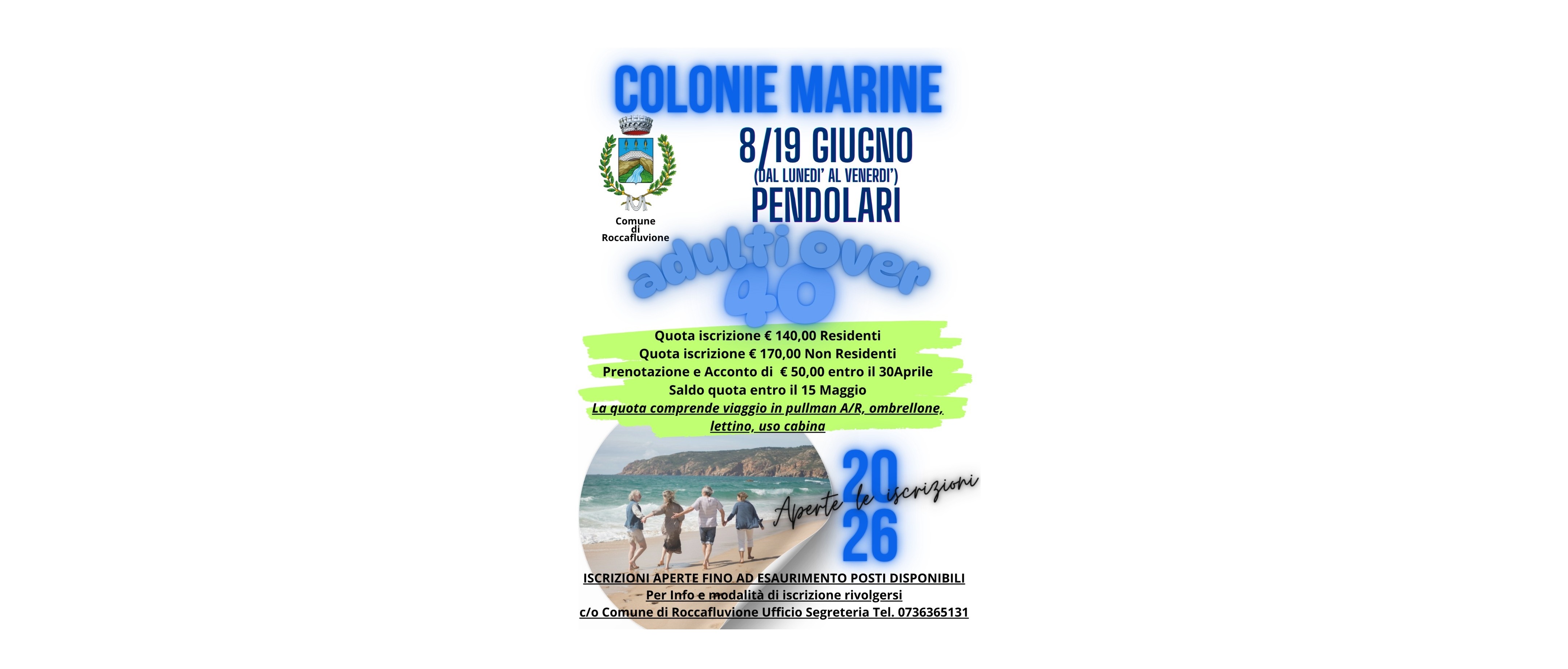Colonie marine 2026  over 40 - Disponibilità n.1 posto