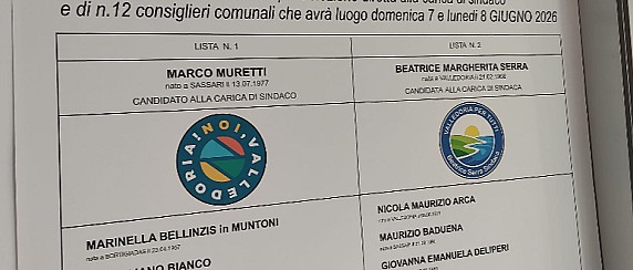 Lista dei candidati per l'elezione diretta alla carica di sindaco e di n. 12 consiglieri comunali del 7 e 8 giugno 2026