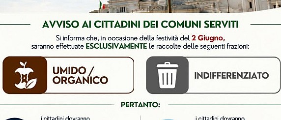Festa dalla Repubblica: regolare la raccolta rifiuti