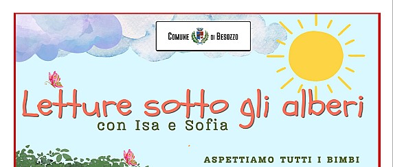 Letture sotto gli alberi con Isa e Sofia - giovedì 11 giugno ore 10.30 giardino del palazzo comunale