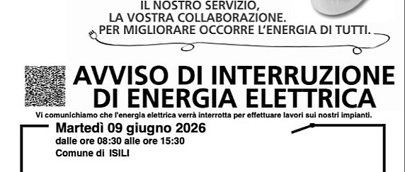 Avviso di interruzione di energia elettrico Martedì 09 Giugno 2026