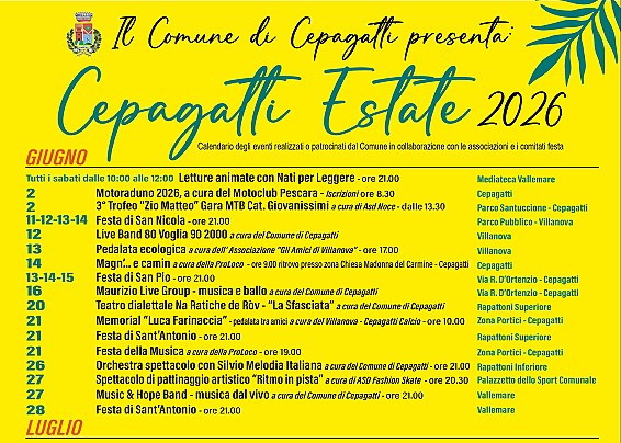 ☀️ CALENDARIO DEGLI EVENTI ESTIVI 2026☀️   SARÀ UN' ESTATE RICCA DI EVENTI DA VIVERE INSIEME ⛱️