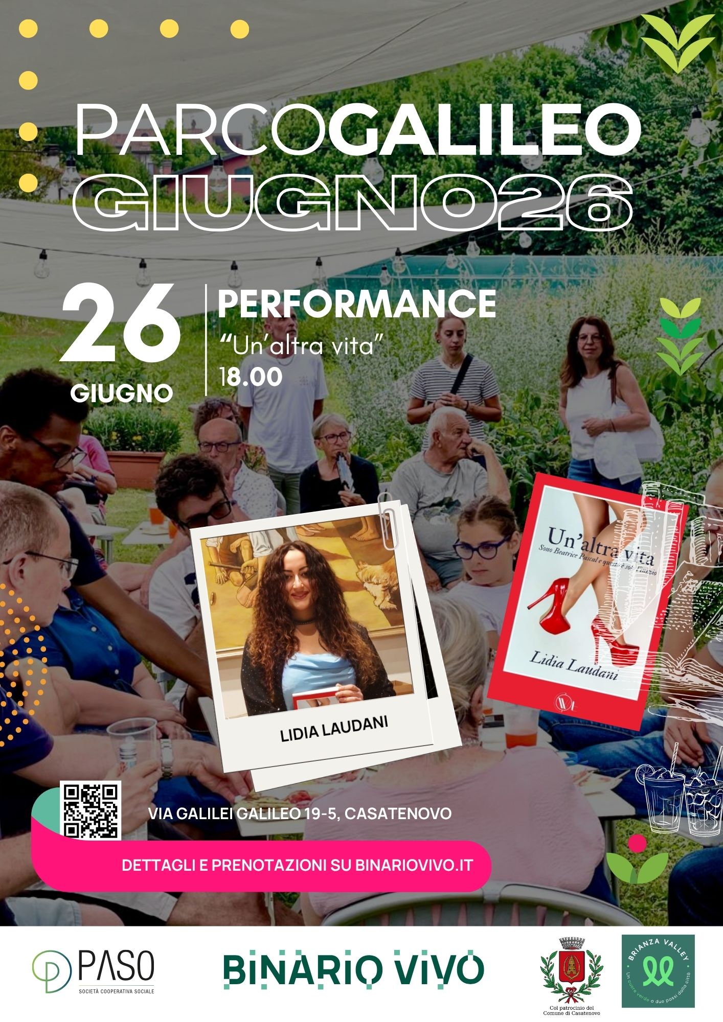 Parco GALILEO Paso 26 giugno Aperitivo letterario performance