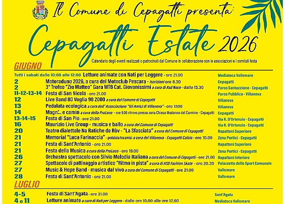☀️ CALENDARIO DEGLI EVENTI ESTIVI 2026☀️   SARÀ UN' ESTATE RICCA DI EVENTI DA VIVERE INSIEME ⛱️