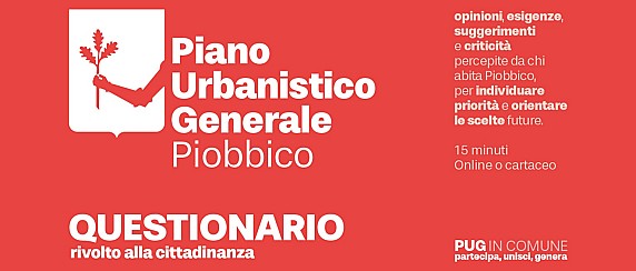 Questionario pubblico finalizzato alla definizione del nuovo Piano Urbanistico Generale (PUG).