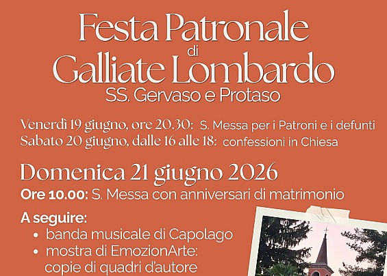 FESTA PATRONALE SANTI GERVASO E PROTASO 2026