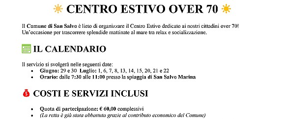 Centro Estivo Over 70 "NONNI D'AMARE"