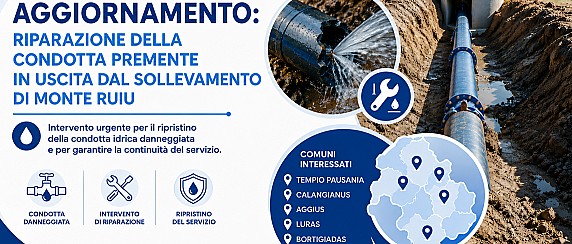 ++AGGIORNAMENTO++ OSCHIRI: RIPARAZIONE DELLA CONDOTTA IN USCITA DAL SOLLEVAMENTO DI MONTE RUIU
