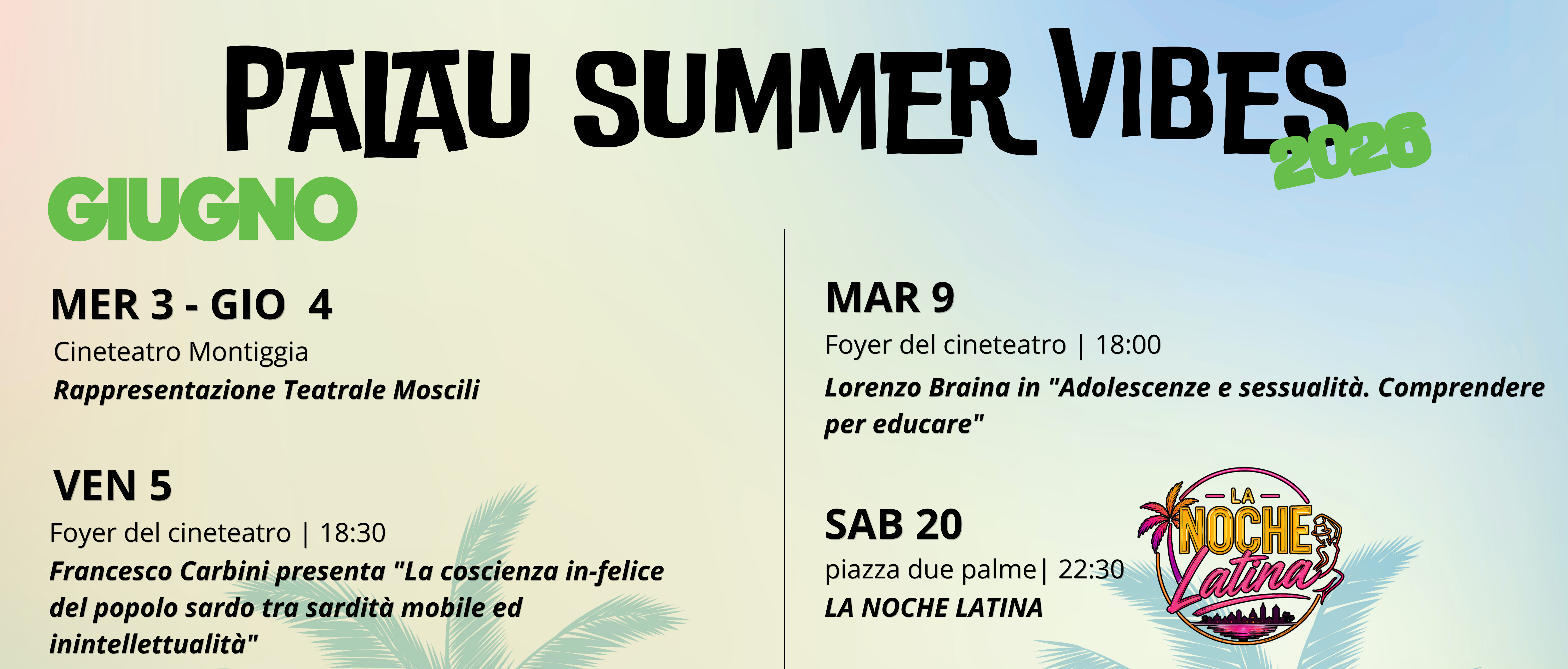 Palau Summer Vibes 2026: al via l’estate degli eventi