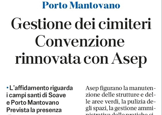 Gestione dei Cimiteri. Convenzione rinnovata con Asep