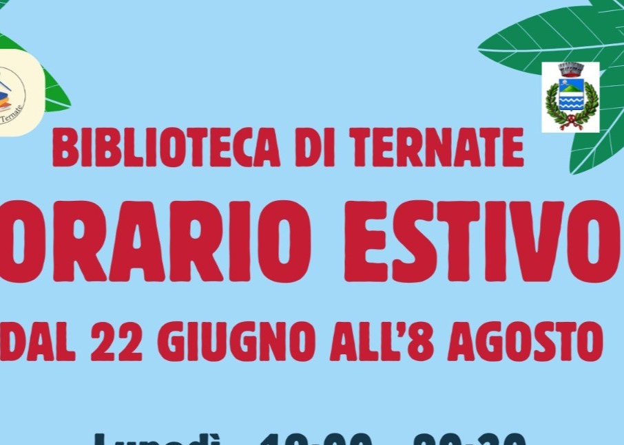 Biblioteca comunale - nuovi orari di apertura dal 22 giugno all' 08 agosto