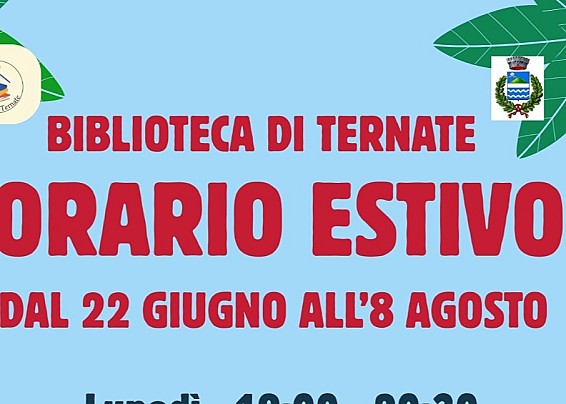 Biblioteca comunale - nuovi orari di apertura dal 22 giugno all' 08 agosto