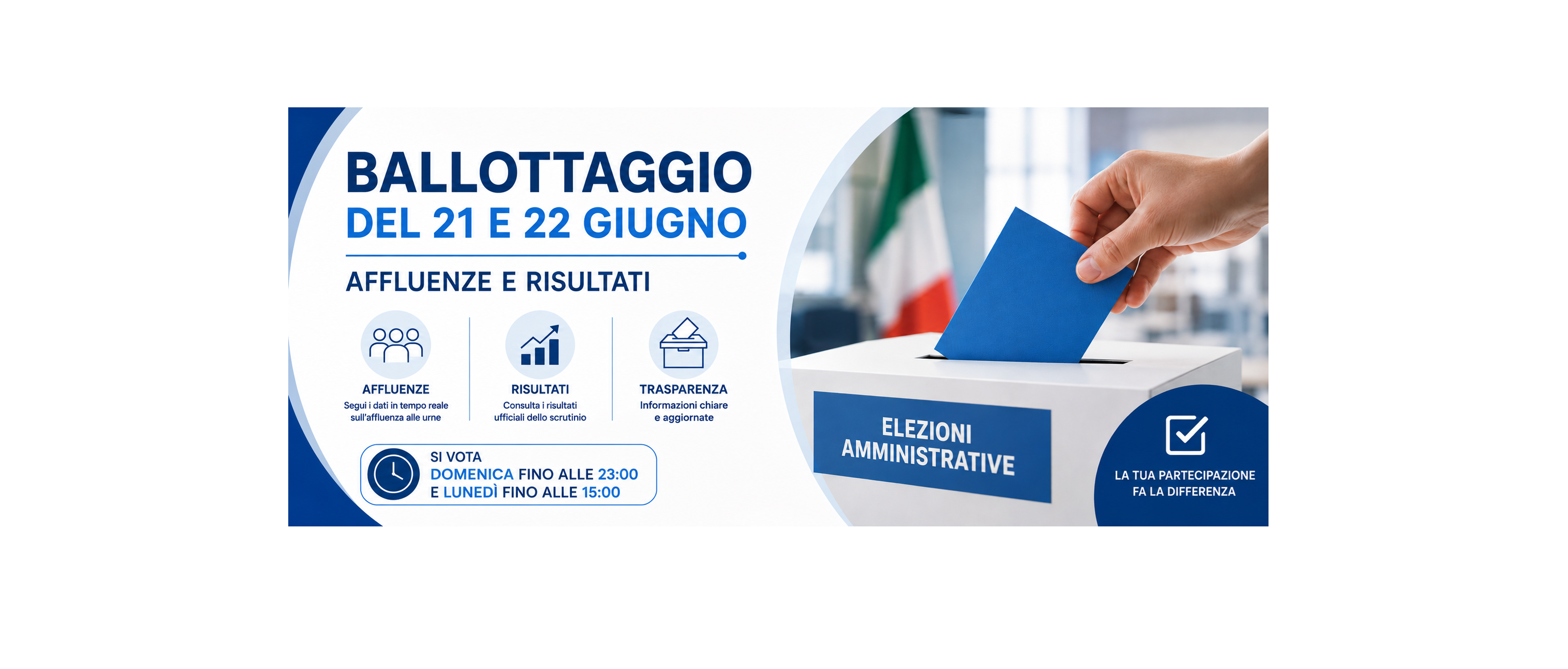Ballottaggio (si vota fino alle 15.00 di lunedì 22) - Affluenze e risultati