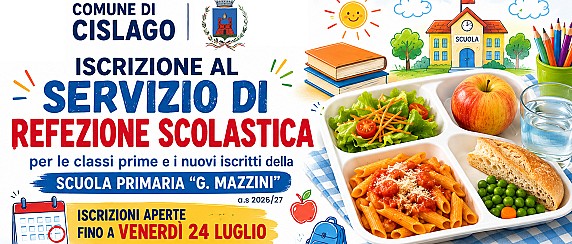 Iscrizioni Servizio Refezione scolastica a.s. 2026/2027 per la Scuola Primaria G. Mazzini