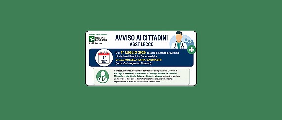 Dal 1° luglio un nuovo medico titolare per l'ambito