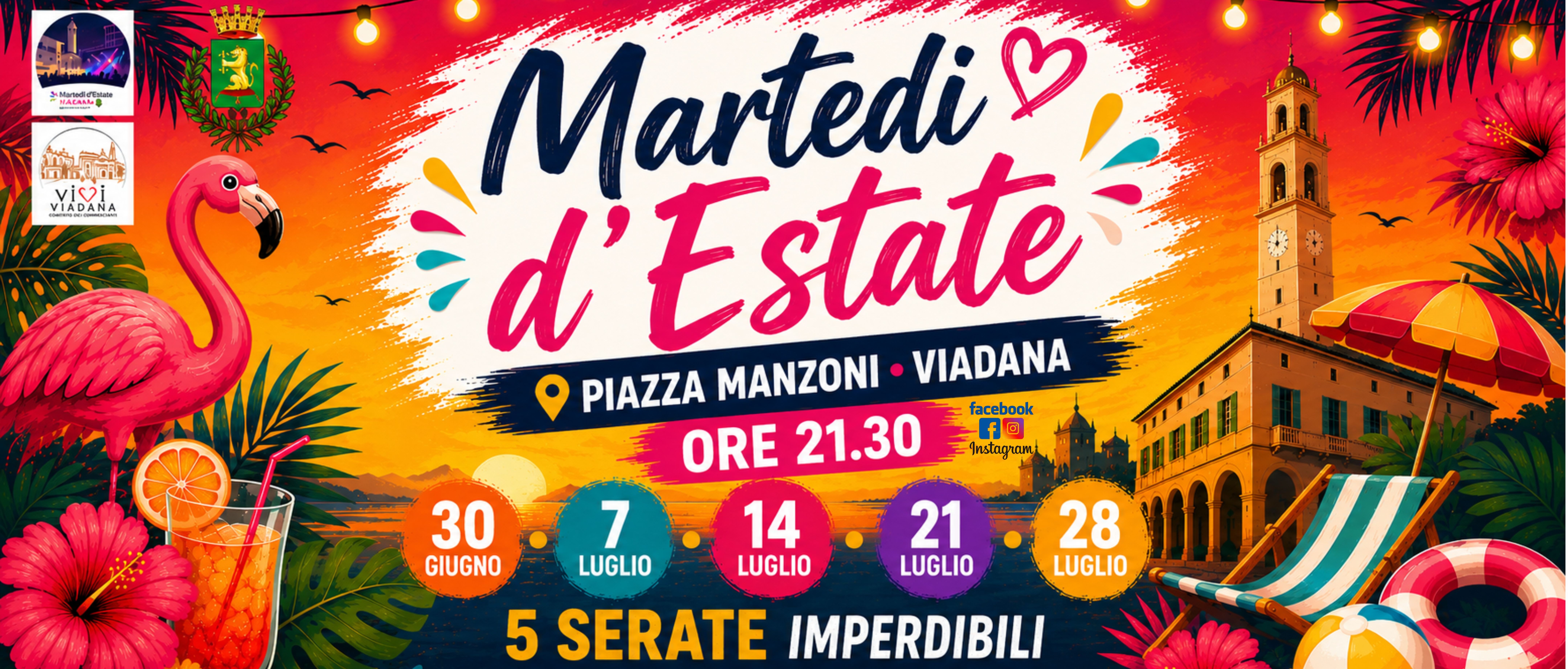 Viadana si accende con i Martedì d'Estate: cinque serate di musica, spettacolo e divertimento nel cuore della città.