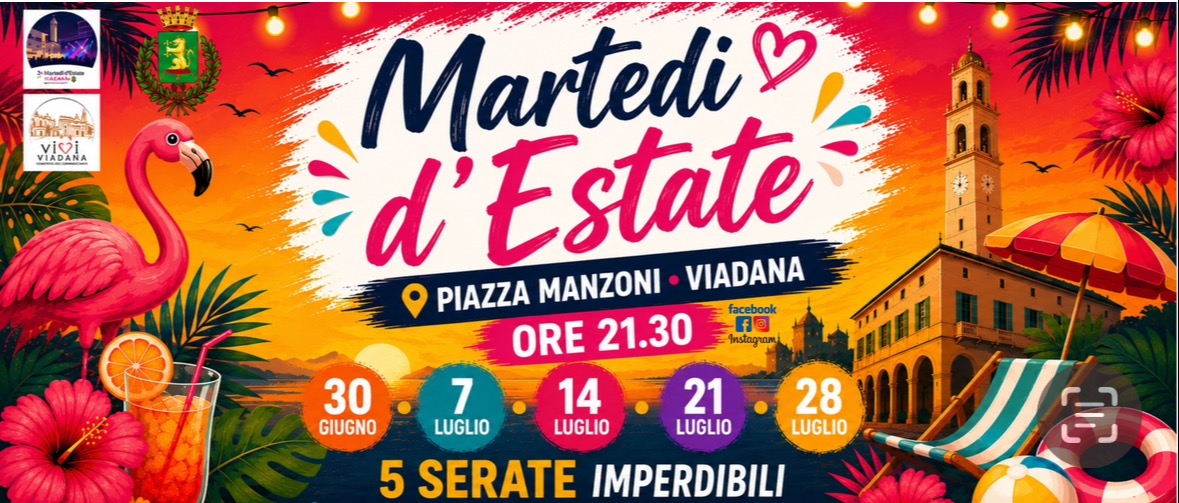 Viadana si accende con i Martedì d'Estate: cinque serate di musica, spettacolo e divertimento nel cuore della città.
