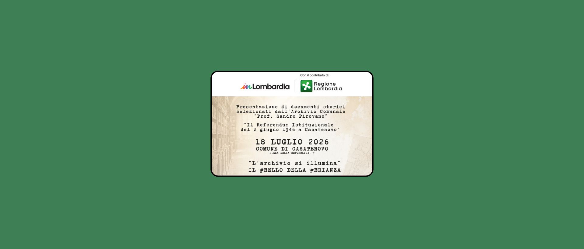 L’archivio si illumina - il Referendum Istituzionale del 2 giugno 1946 a Casatenovo