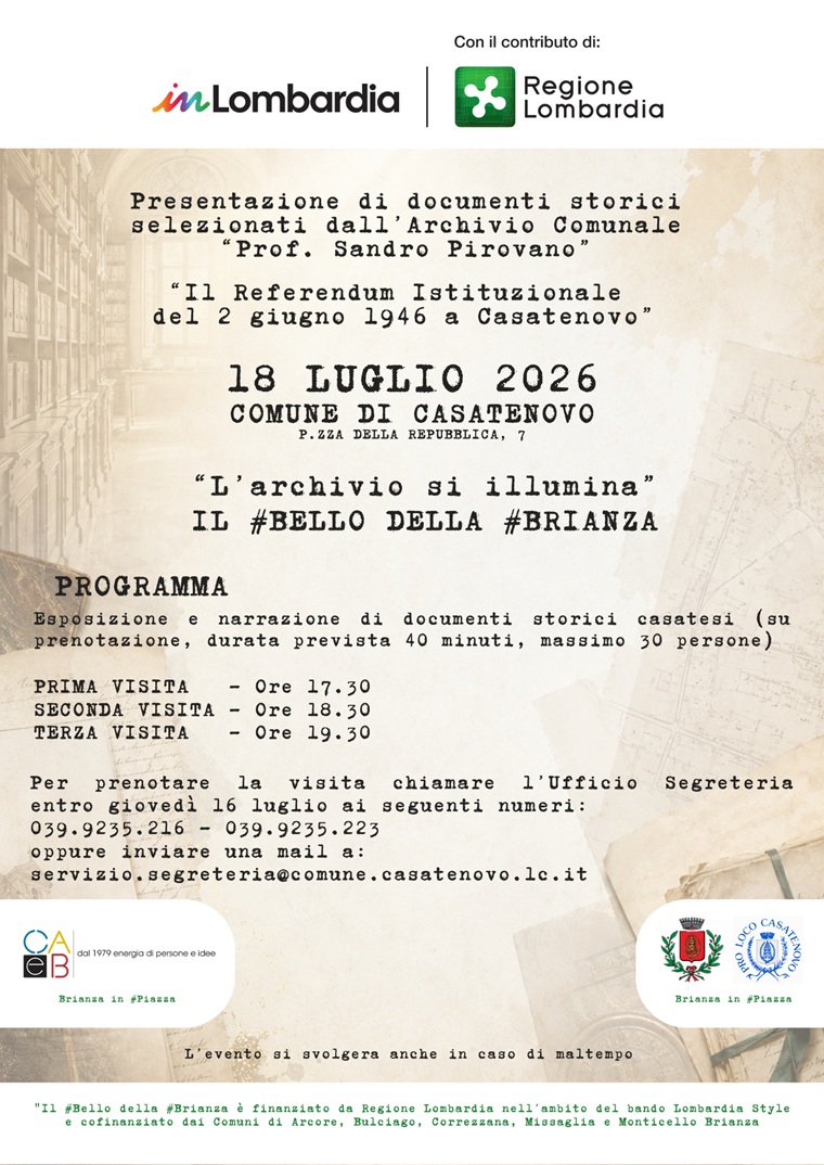 Apertura Archivio 18 luglio 2026