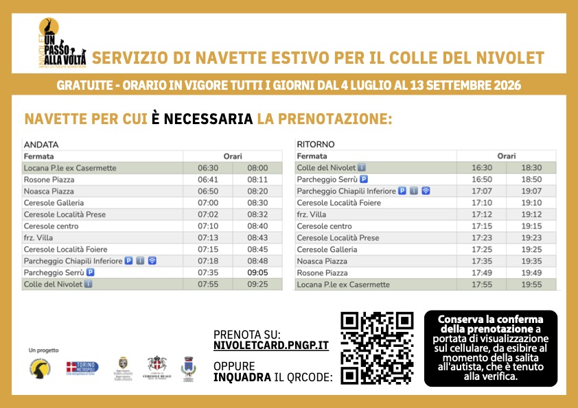 navette 2026 con prenotazione