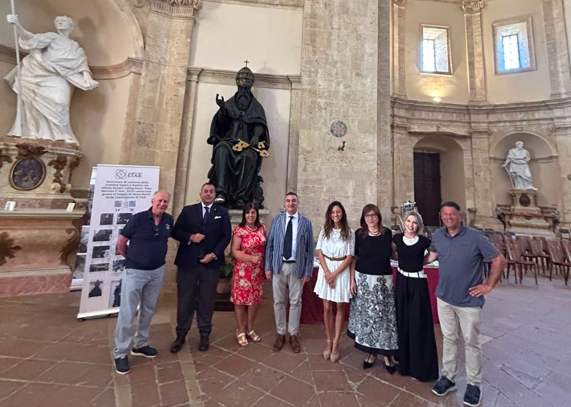 Celebrata a Todi l’inaugurazione del restauro della statua di Papa Martino I, ultimo Papa Martire