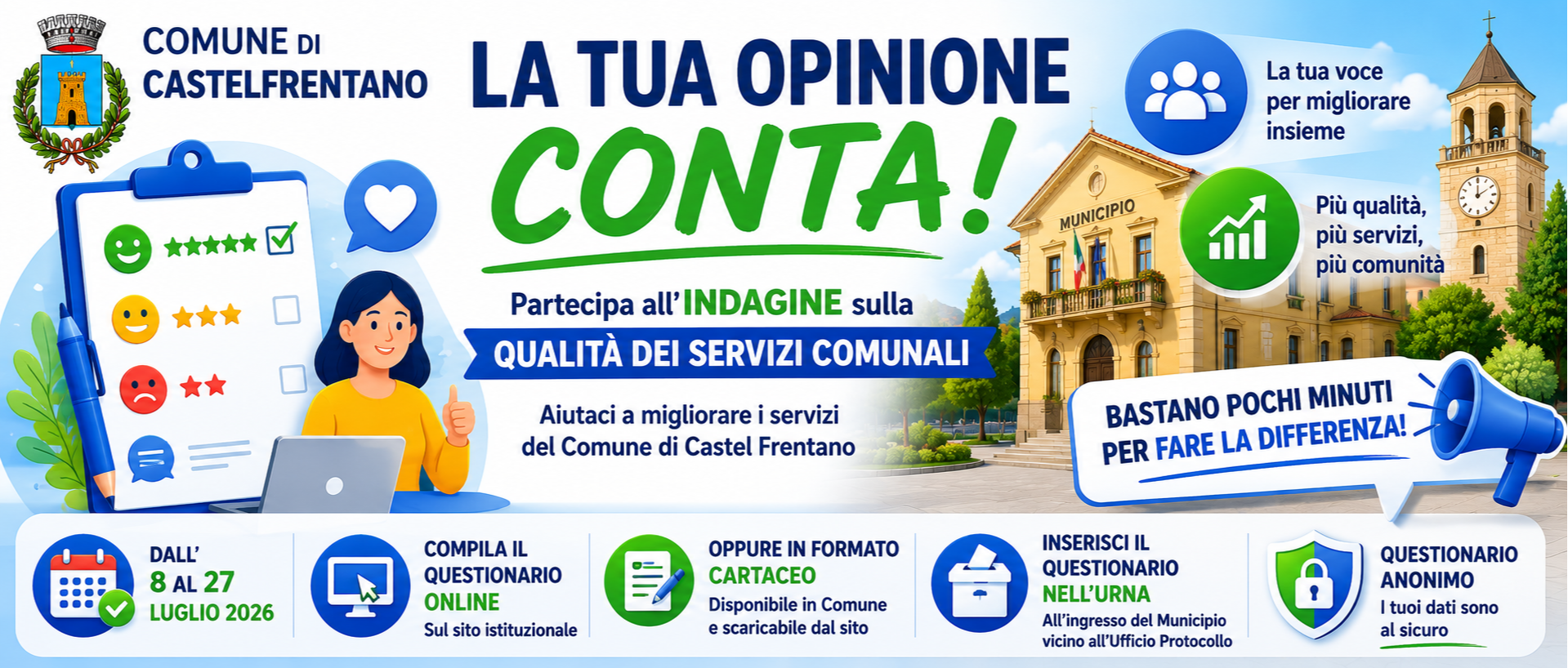INDAGINE DI CUSTOMER SATISFACTION (SODDISFAZIONE DELL’UTENTE) 2026 SULLA QUALITÀ DEI SERVIZI EROGATI DAL COMUNE DI CASTEL FRENTANO