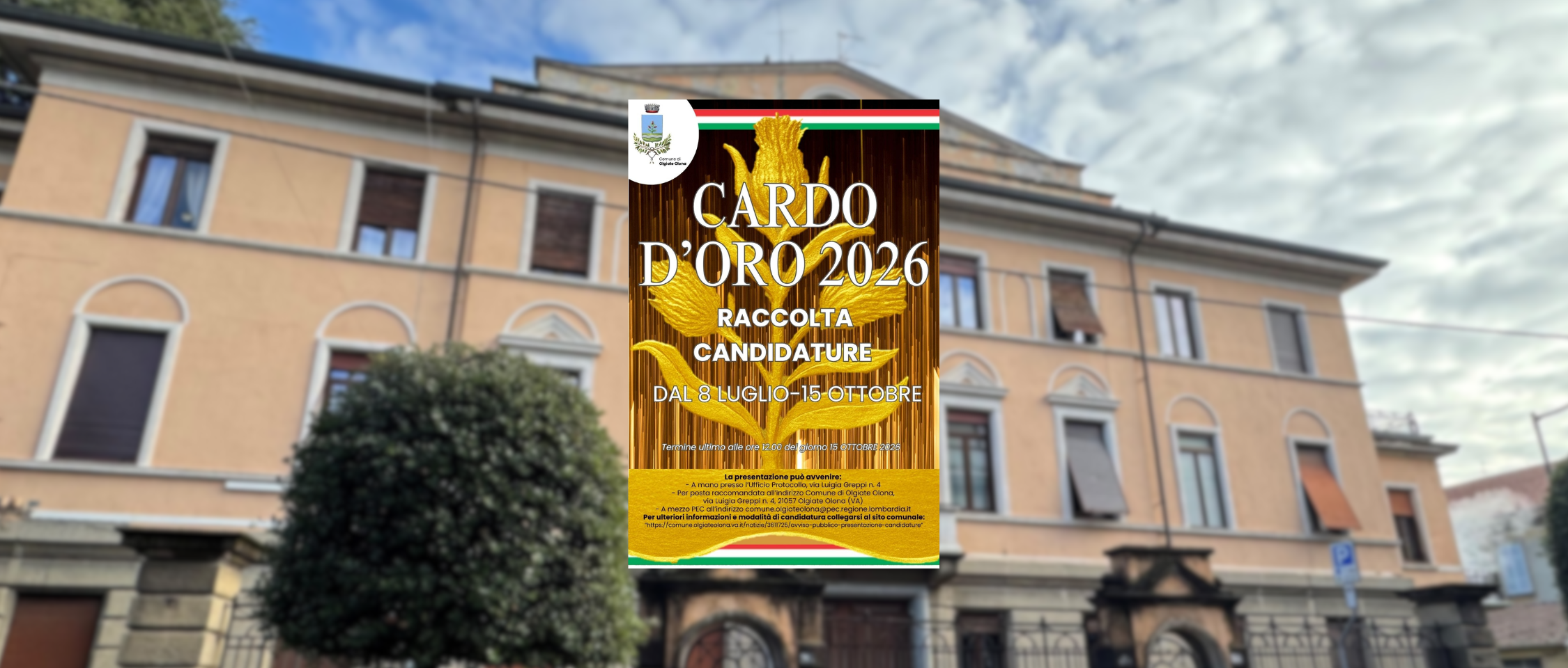 Avviso pubblico per la presentazione delle candidature alla Cittadinanza Onoraria e alla Benemerenza Civica "Cardo d'Oro" - Anno 2026