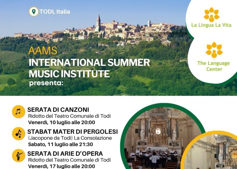Musica sotto le stelle a Todi: l'AAMS International Summer Music Institute vi aspetta! Con il patrocinio e la collaborazione dell'ente La Consolazione ETAB