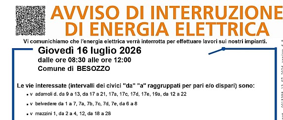 AVVISO INTERRUZIONE ENERGIA ELETTRICA