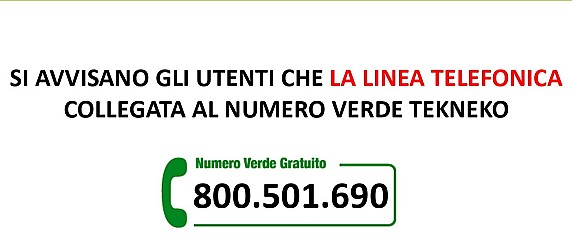 Ripristino numero verde Tekneko 800.501.690