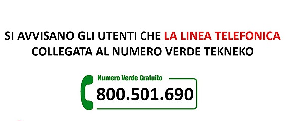 Ripristino numero verde Tekneko 800.501.690