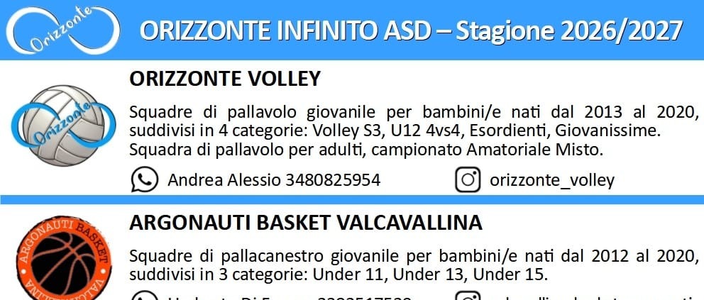Attività sportive stagione 26/27