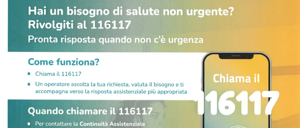 Hai un bisogno di salute non urgente? Rivolgiti al 116117