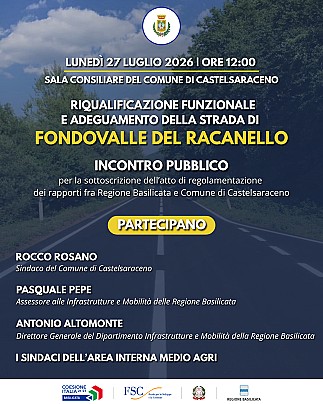 Incontro Pubblico. Riqualificazione e adeguamento Fondovalle Racanello