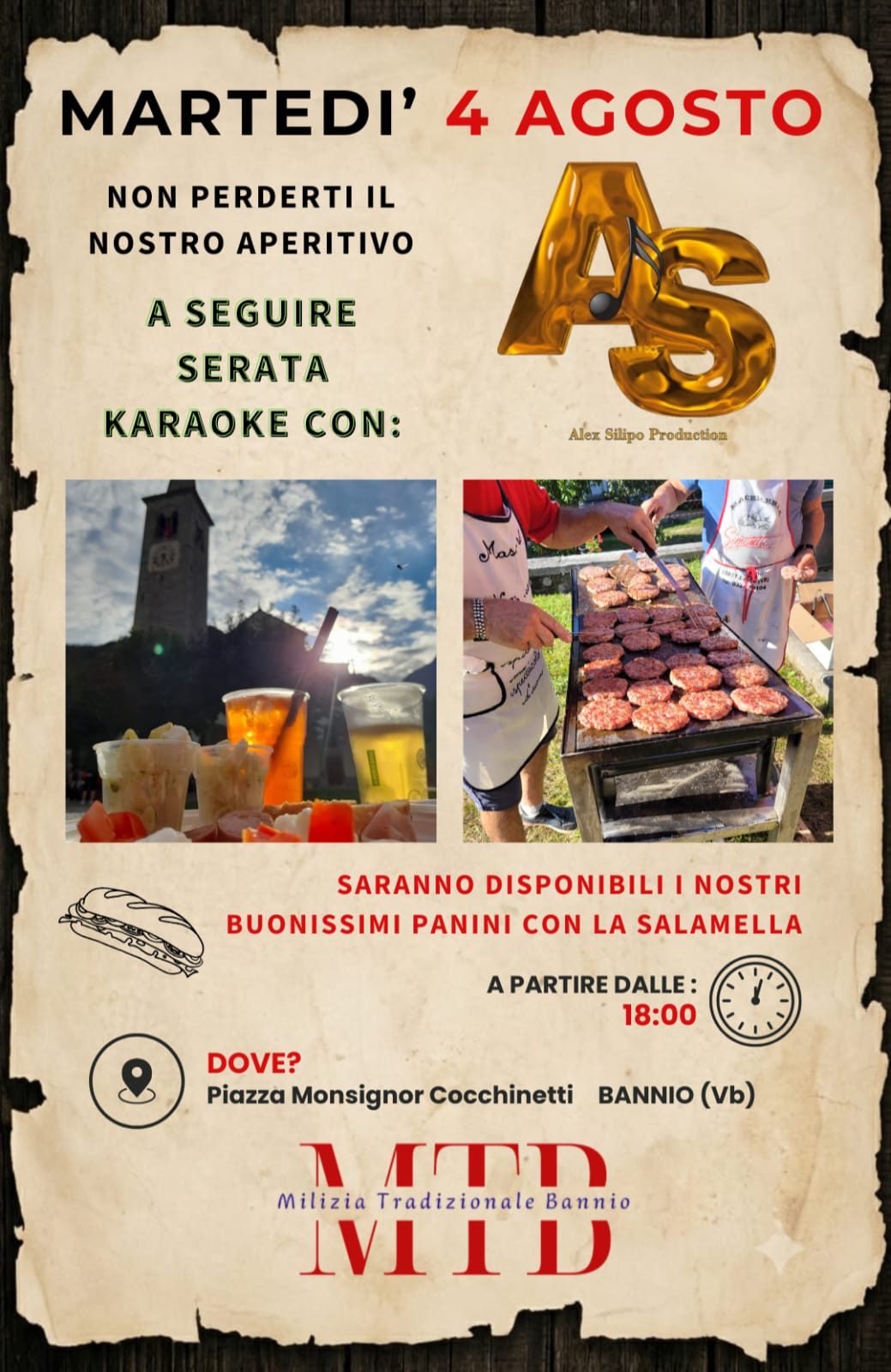 4 agosto aperitivo karaoke bannio