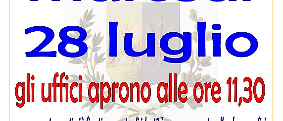 Apertura uffici alle ore 11,30