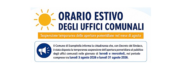 ORARIO ESTIVO DEGLI UFFICI COMUNALI