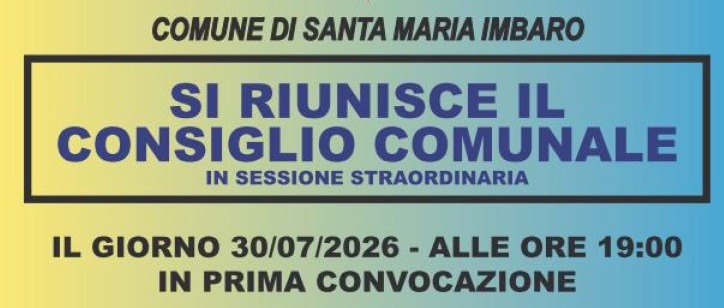 CONVOCAZIONE CONSIGLIO COMUNALE - 30 luglio 2026 ore 19.00