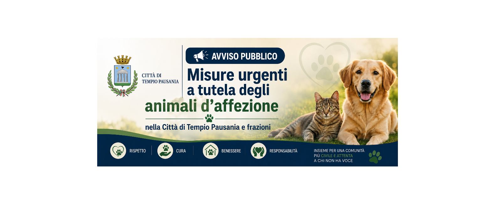 Misure urgenti a tutela degli animali d'affezione nella Città di Tempio Pausania e frazioni